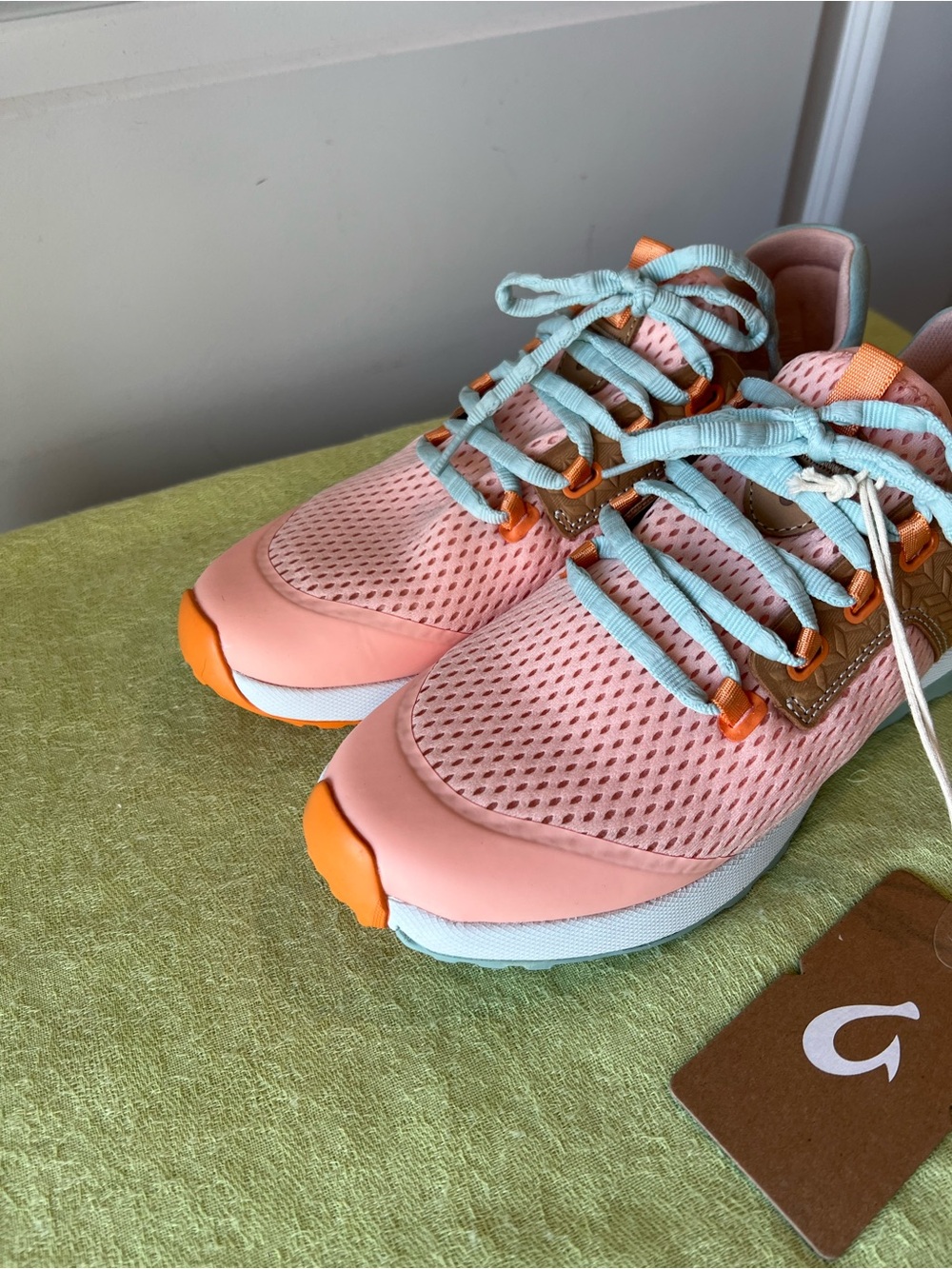 Olukai Light Coral & Mint Mesh Athletic Sneakers. Size 9.5 - Picture 2 of 12